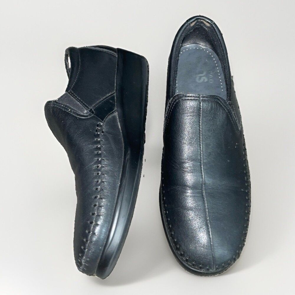 SAS Tripad Comfort Women's Black Leather Slip-On Loafers Comfort Walking